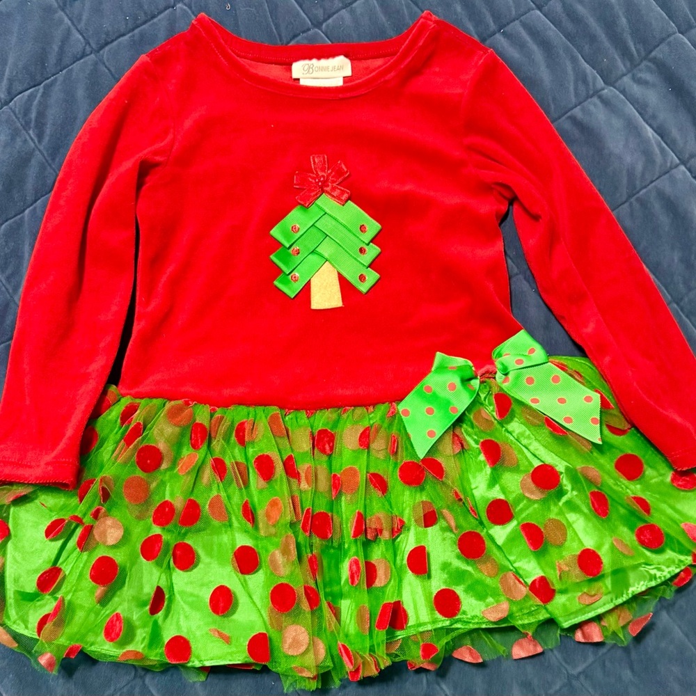 Bonnie Jean Red and Green Christmas Tree Dress